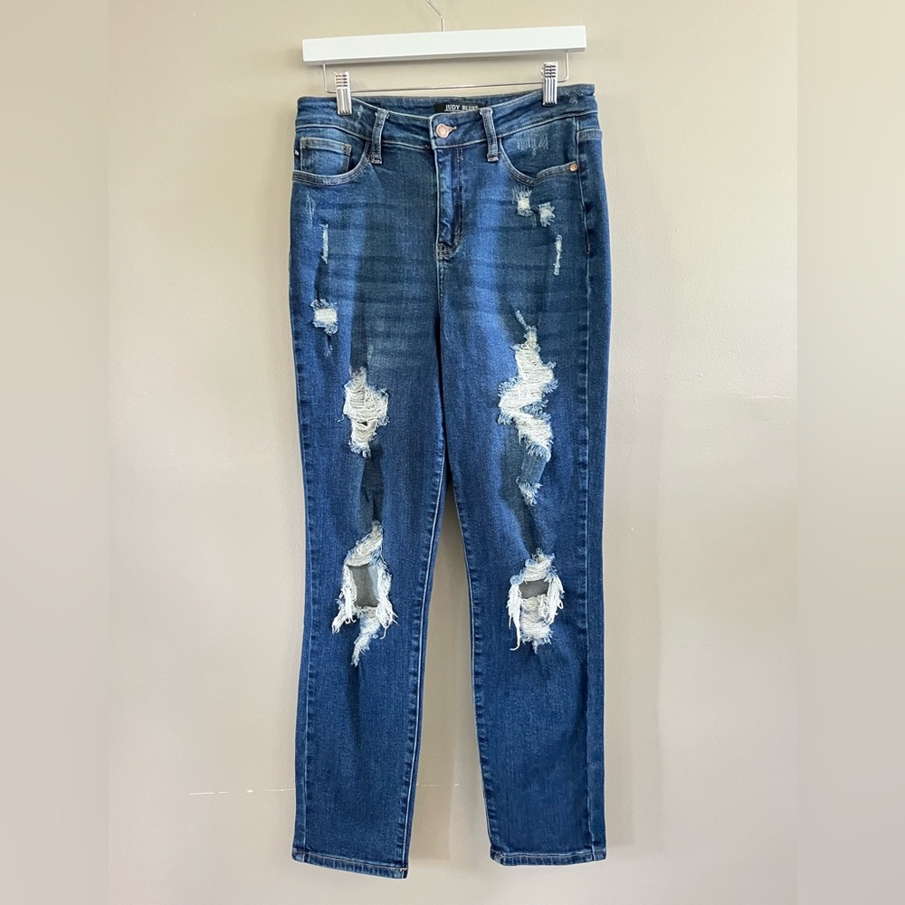 Judy Blue Jeans Distressed Boyfriend Fit Stretch‎ Denim size 28